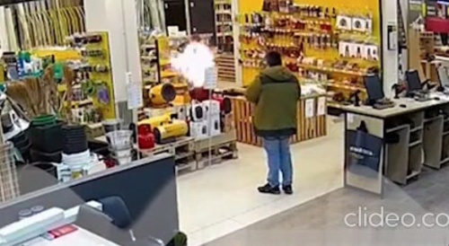 Man douses himself in gasoline in hardware store & lights it... !