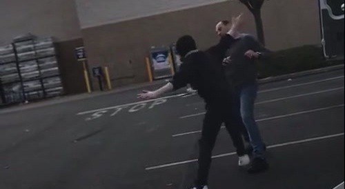 old man vs young man walmart parking lot