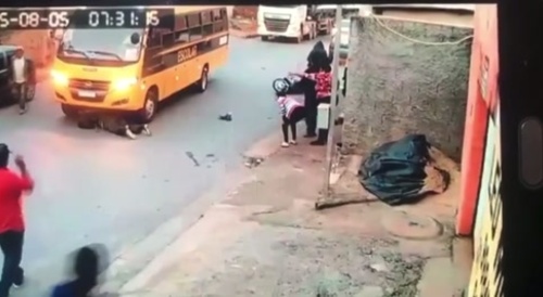 Speeding Female Biker Hits The Rear Of A Car Before Being Ran Over By Bus