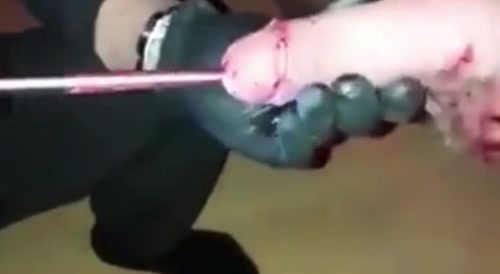 With an electric drill into another man's urethra... !