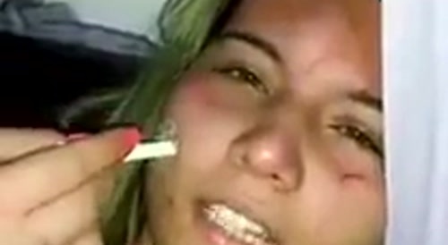 Girl tortured with burning cigarette... !