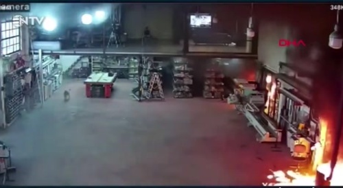 Aluminium workshop employee goes into flames... !