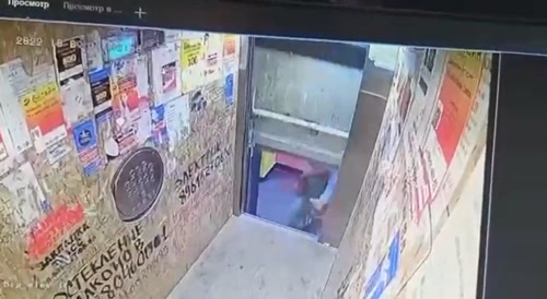 Man nearly eaten by elevator's cool looking locking mechanism... !