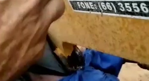 Too nosy guy + excavator = ?...
