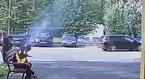 Burning russian man