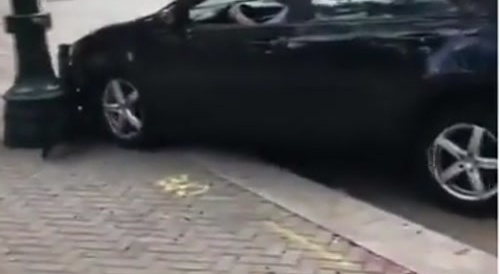 Man argues with Trump supporters & loses control over car... !