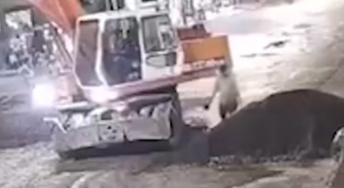 Construction worker had a bad day