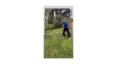 2 men fight in a garden...