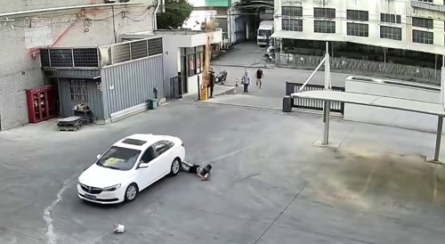 Woman is run over by car...