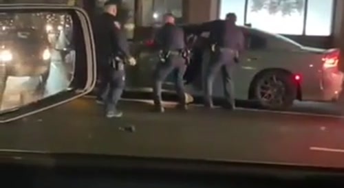 3 cops can't handle black chap : drives off... !