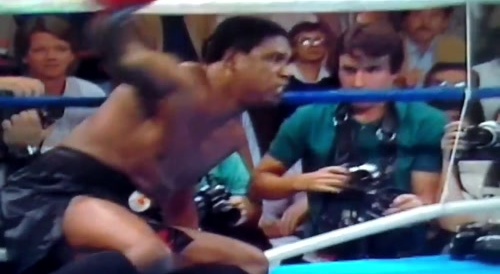 boxer gets punched and gets dizzy