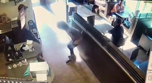 Karen throws coconut at the employee