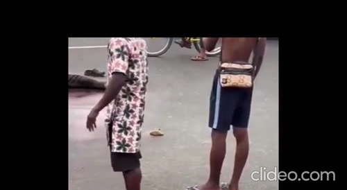 A criminal is burned alive on the road...