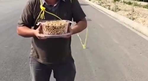 Everything for views : man is tied to car with rope...