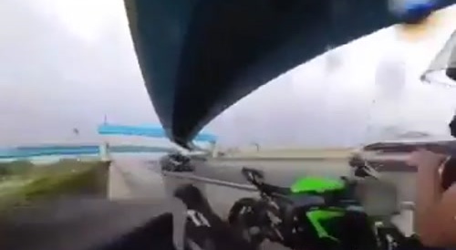 Tire hits biker