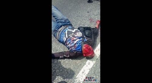 Motorbike and truck drama on the Francisco Fajardo Highway...