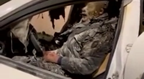 A man somewhat burned alive... !