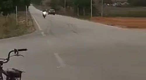 Speeding biker gets hit