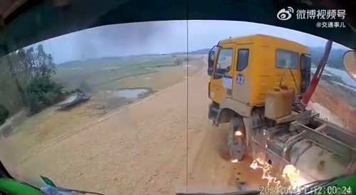A truck and a power line