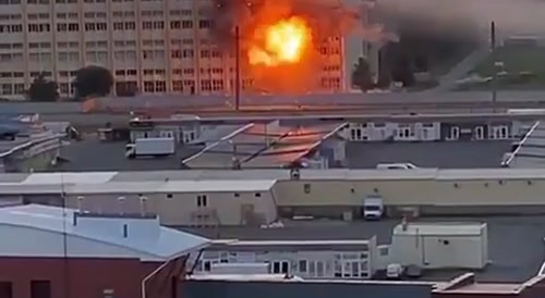 russian drone attacks building