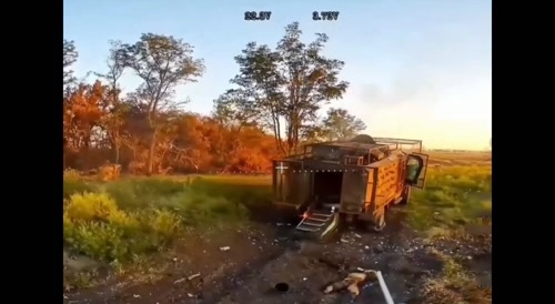 The destruction of the Ukrainian Nazis on the American armored vehicle.