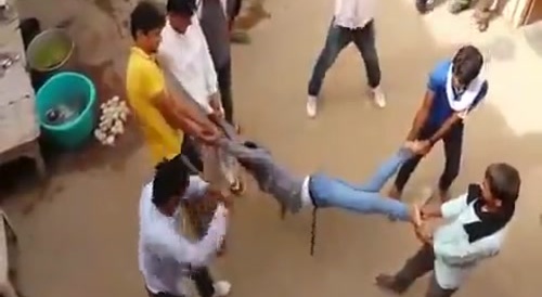Indian child molester beaten