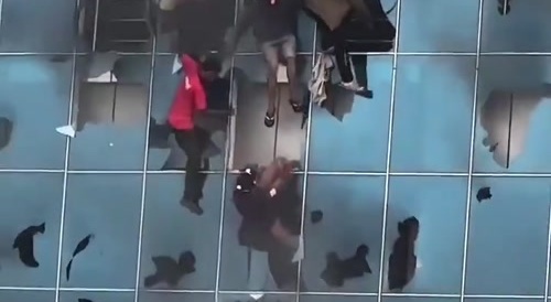 Desperate Attempt to Escape From Burning Building
