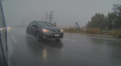 Car crashes into another car on highway
