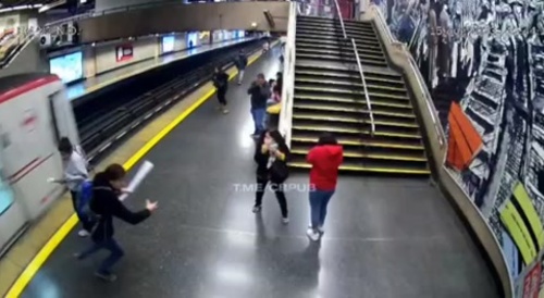 Guy Takes A Running Start And Leaps In Front Of Subway Train
