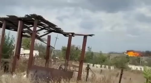 A Russian helicopter meets a Ukrainian FPV.