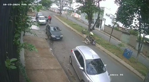 A drunk motorcyclist hit a woman on the street.