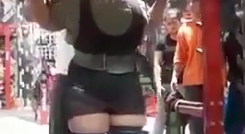 her coach's bulge in her butt made her nervous.