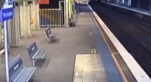 Dumb Guy gets Rubbed by a Train