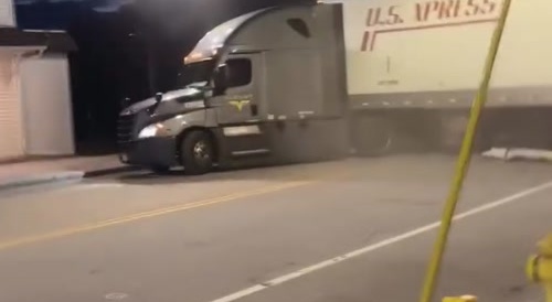 Guy In Semi Fucks Around On Train Trax