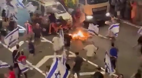 Car Drives Through Protesters