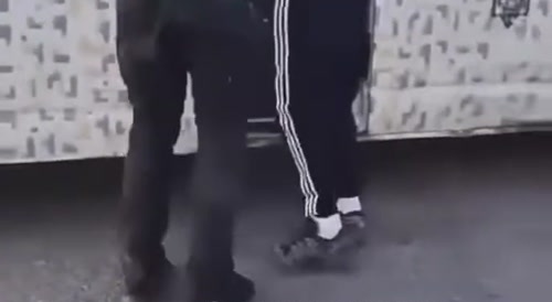 Guy shits himself as he is dragged into a van