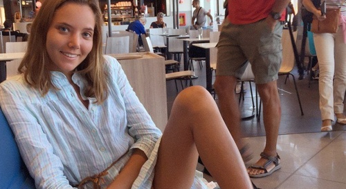 woman showing her vagina in a public place