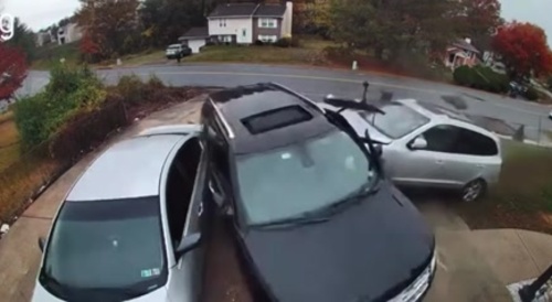 Kia Boys Crash Stolen Kia - leave driver Behind