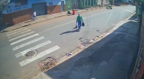 Old Man Street Sweeper Gets Trashed