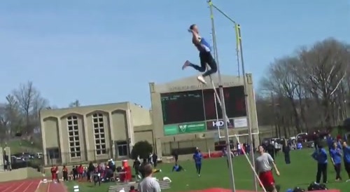 The rod goes into the athlete's ass.