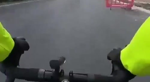 Bicyclist crashes into backhoe