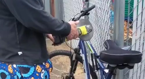 Bike Thief Gets Maced & Kicked in Groin