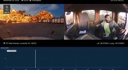 Truck driver watches UPS plane crash