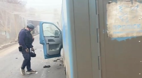 shelling of Ukrainian volunteers