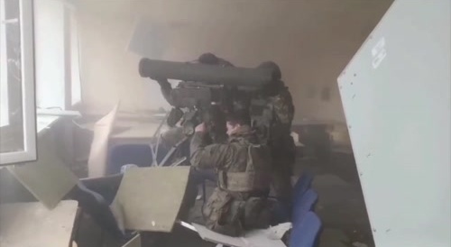 Russian Kornet (9M133) anti-tank guided missile system being used indoors
