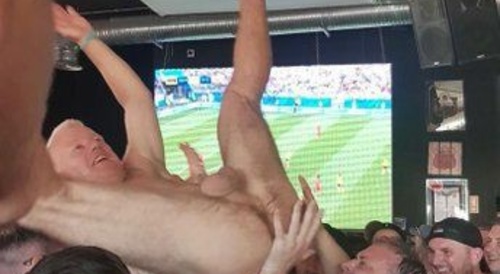 celebrating the victory in the football game