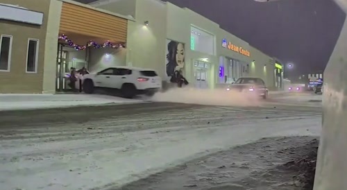 Vehicle crashing through Mall entrance