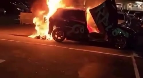 Fiery Exhaust Stunt Destroys Two Cars