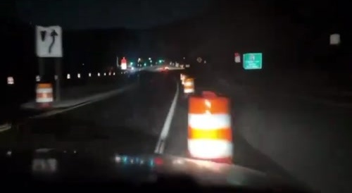 Someone hitting traffic barrels on purpose for some reason