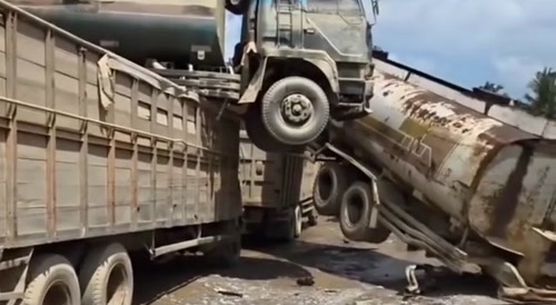 These Trucks Stacked Like Toy Cars